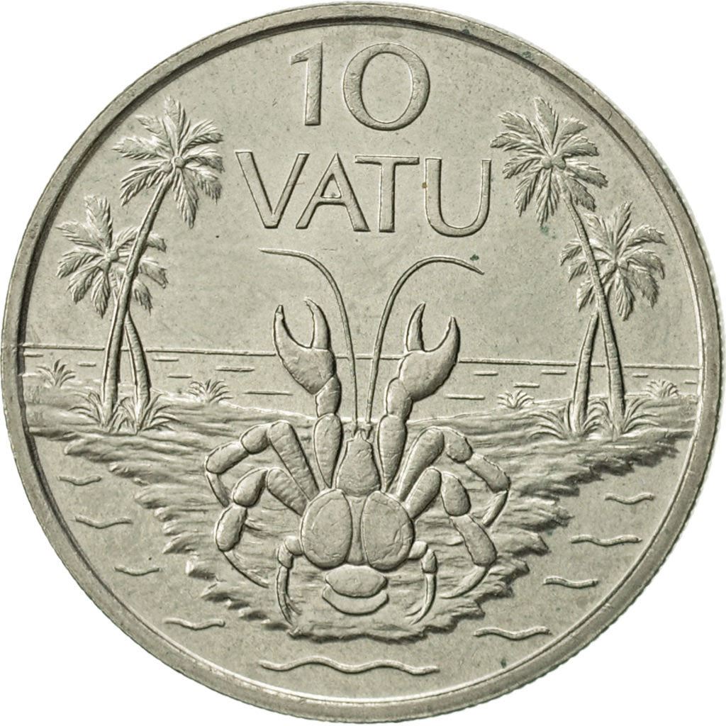 Vanuatu | 10 Vatu Coin | Melanesian Warrior | Coconut Crab | Km:6 | 1983 - 2009