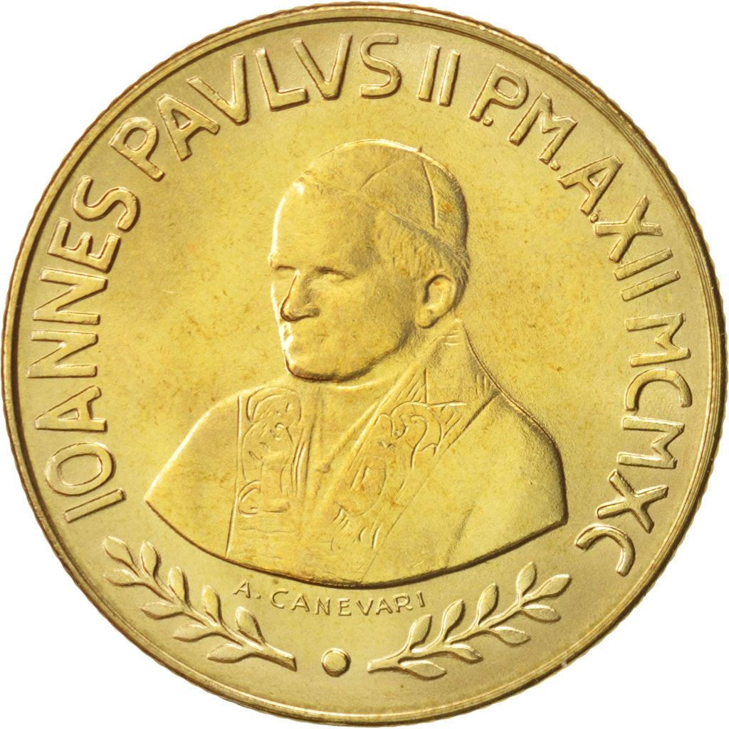 Vatican City | 200 Lire Coin | John Paul II | Km:224 | 1990