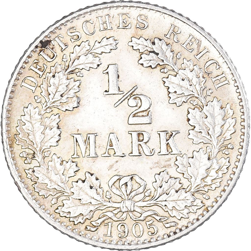 German Empire 1/2 Mark Coin | Deutsches Reich | Wilhelm II | Type 2 | KM17 | 1905 - 1919