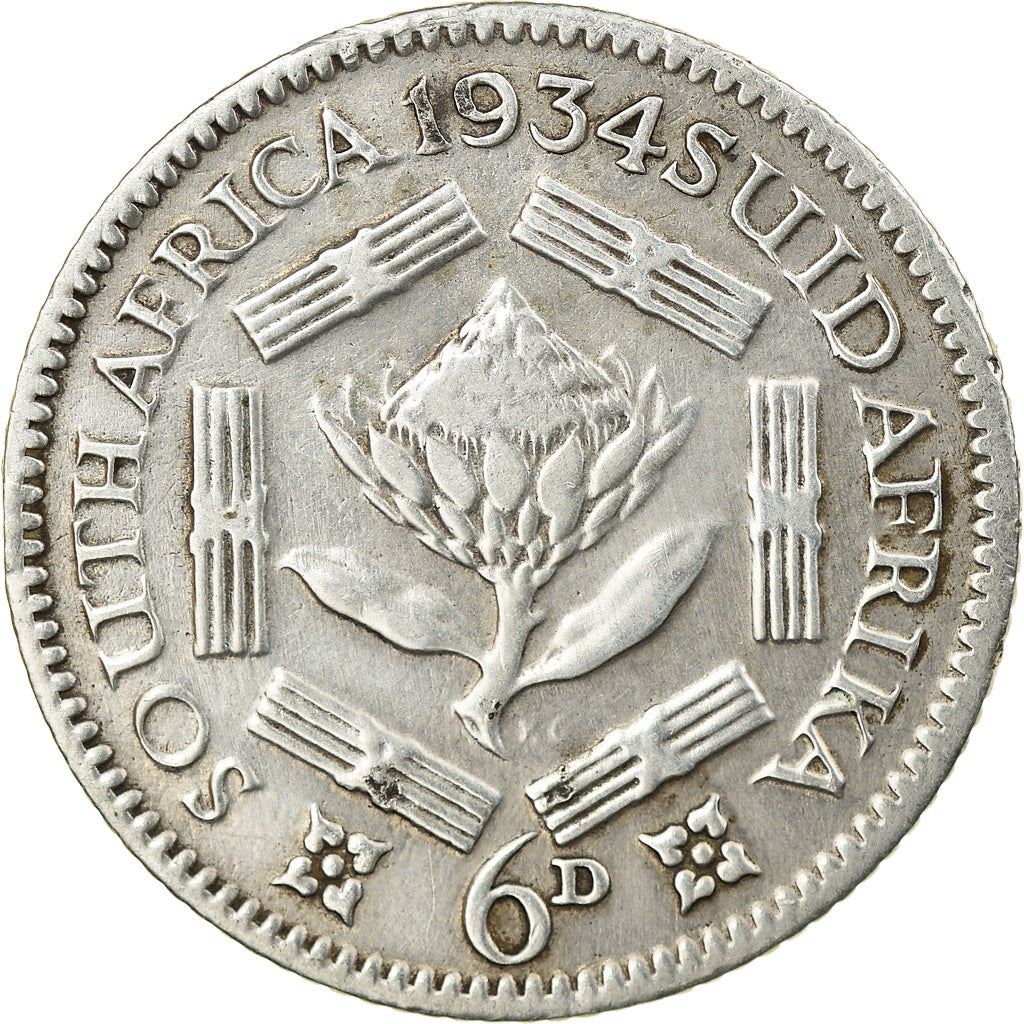 South Africa | 6 Pence Coin | George V | Flowers | Protea | Km:16.2 | 1931 - 1936