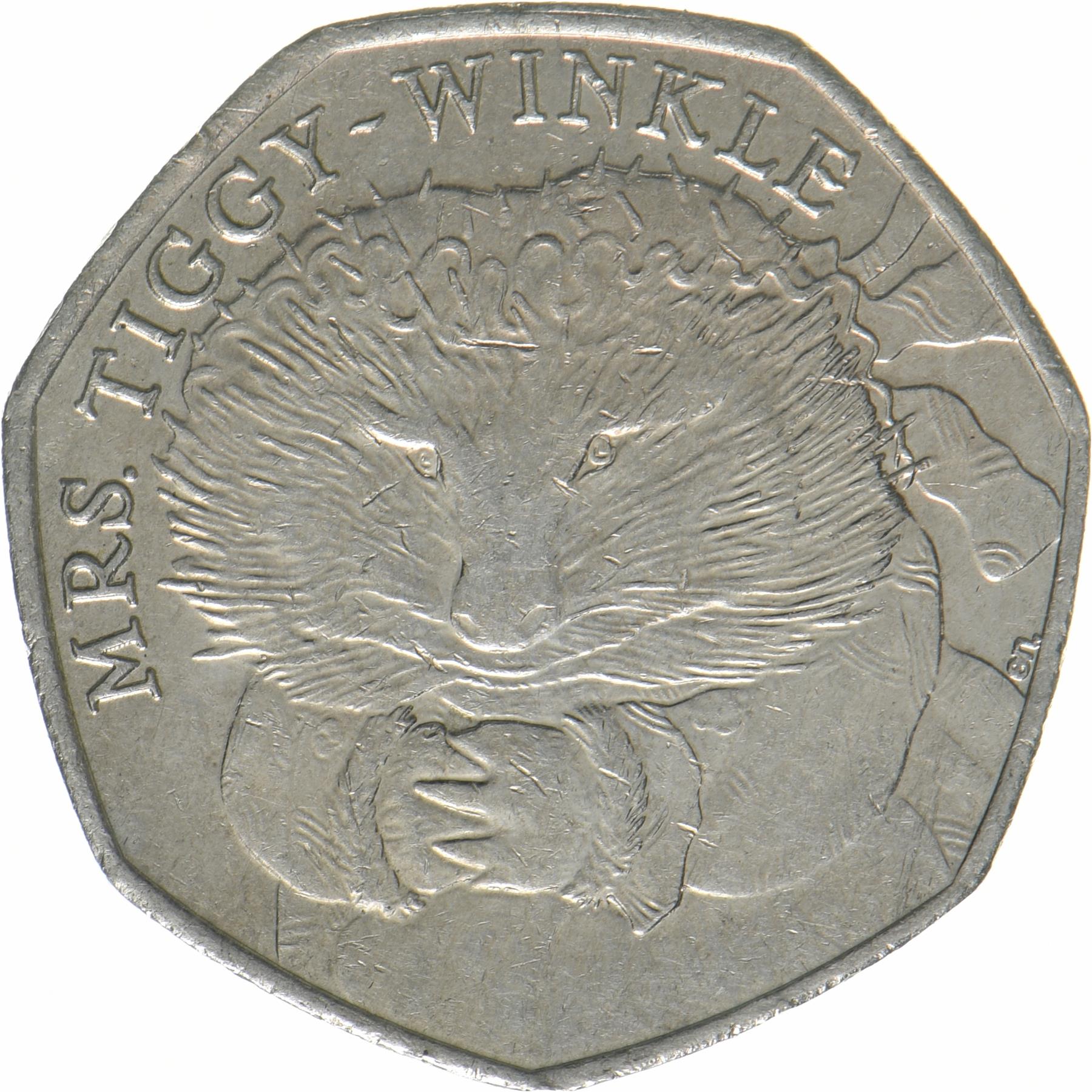 United Kingdom | 50 Pence Coin | Mrs Tiggy-Winkle | KM:1374 | 2016