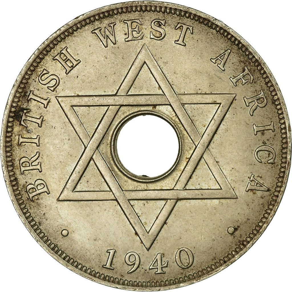 British West Africa | 1 Penny Coin | Crown | Hexagram | Km:19 | 1937 - 1947
