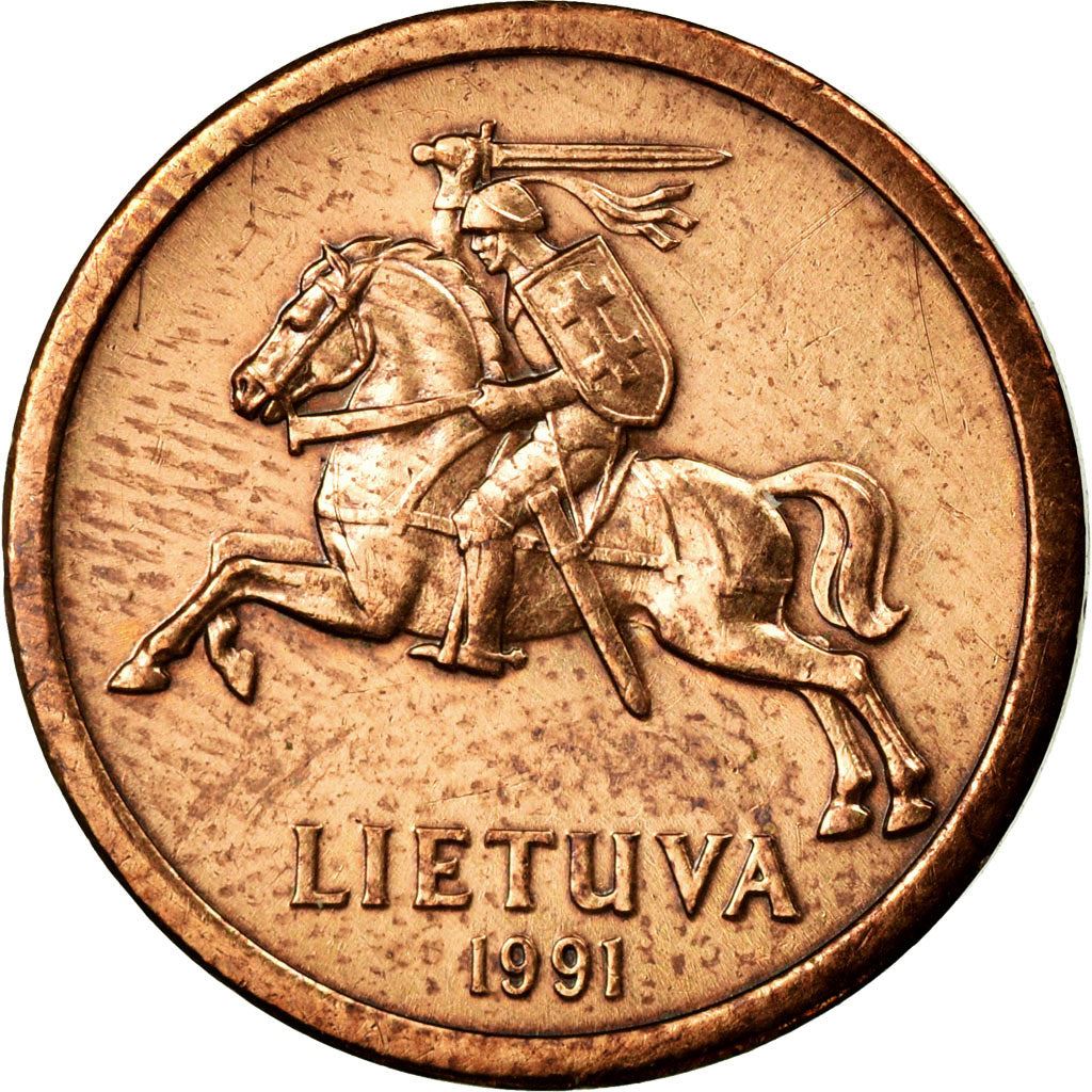 Litauen Mynt Litauiska 10 Centų | Vytis | Riddare | Häst | KM88 | 1991