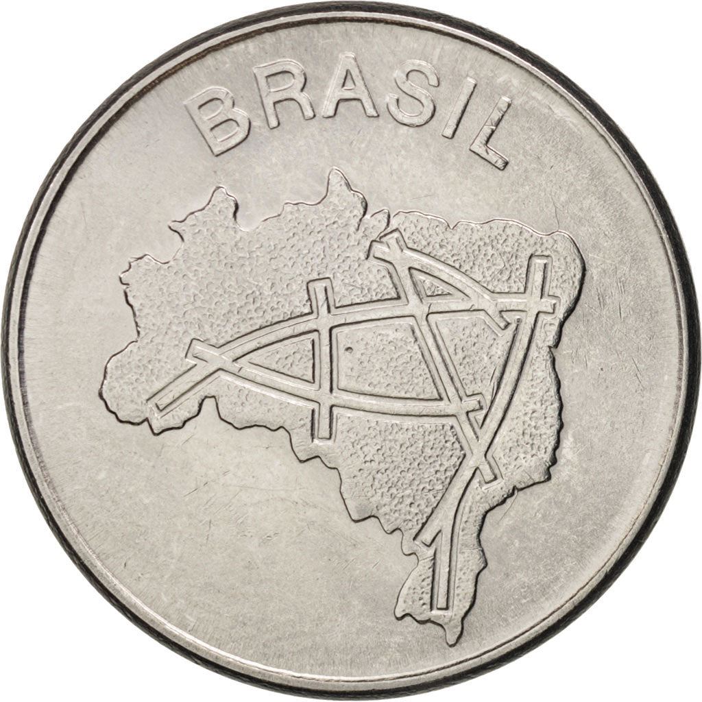Brasiliansk 10 Cruzeiros Mønt | KM592.1 | Brasiliens hovedvejskort | 1980 - 1984
