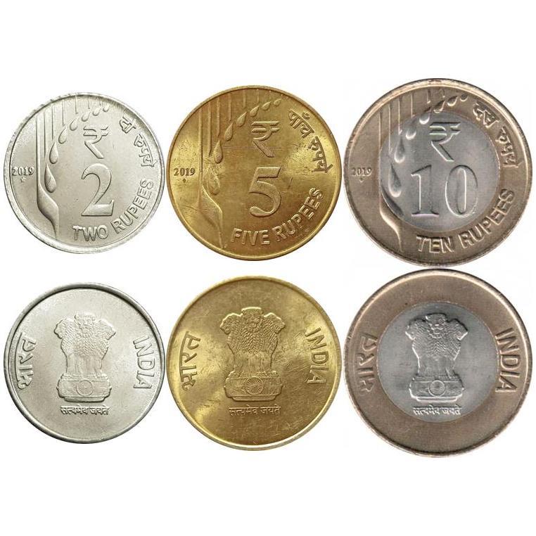 הודו | סט של 3 מטבעות | 2 5 10 רופי | 2019 - 2022