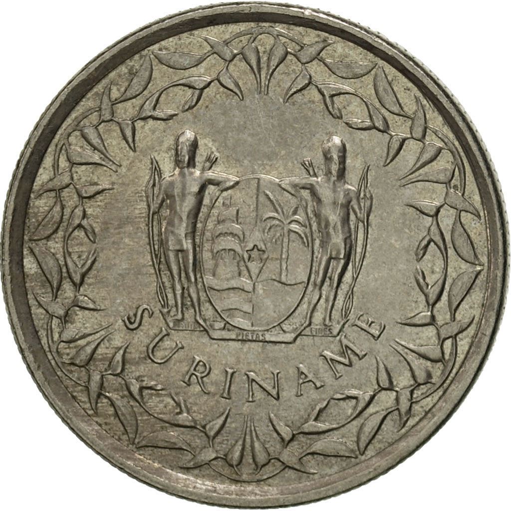 Suriname | 25 Cents Coin | Natives | Wreath | Km:14 | 1987 - 2017