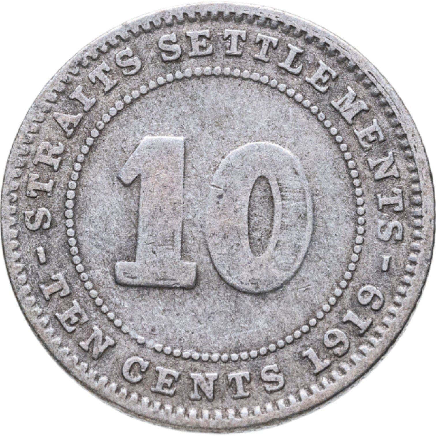 Straits Settlements | 10 Cents Coin | George V | Km:29A | 1918 - 1920