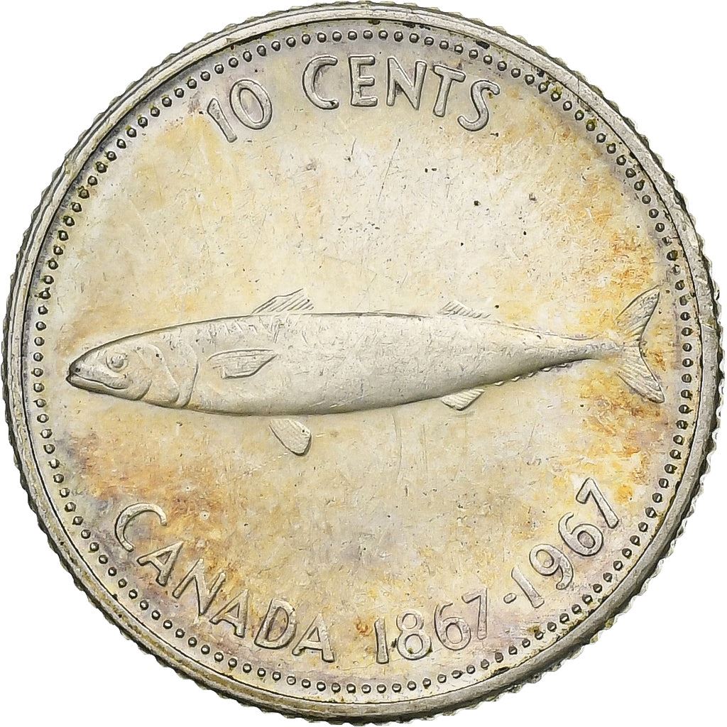 Canada | 10 Cents Coin | Silver | Mackerel | KM:67a | 1967