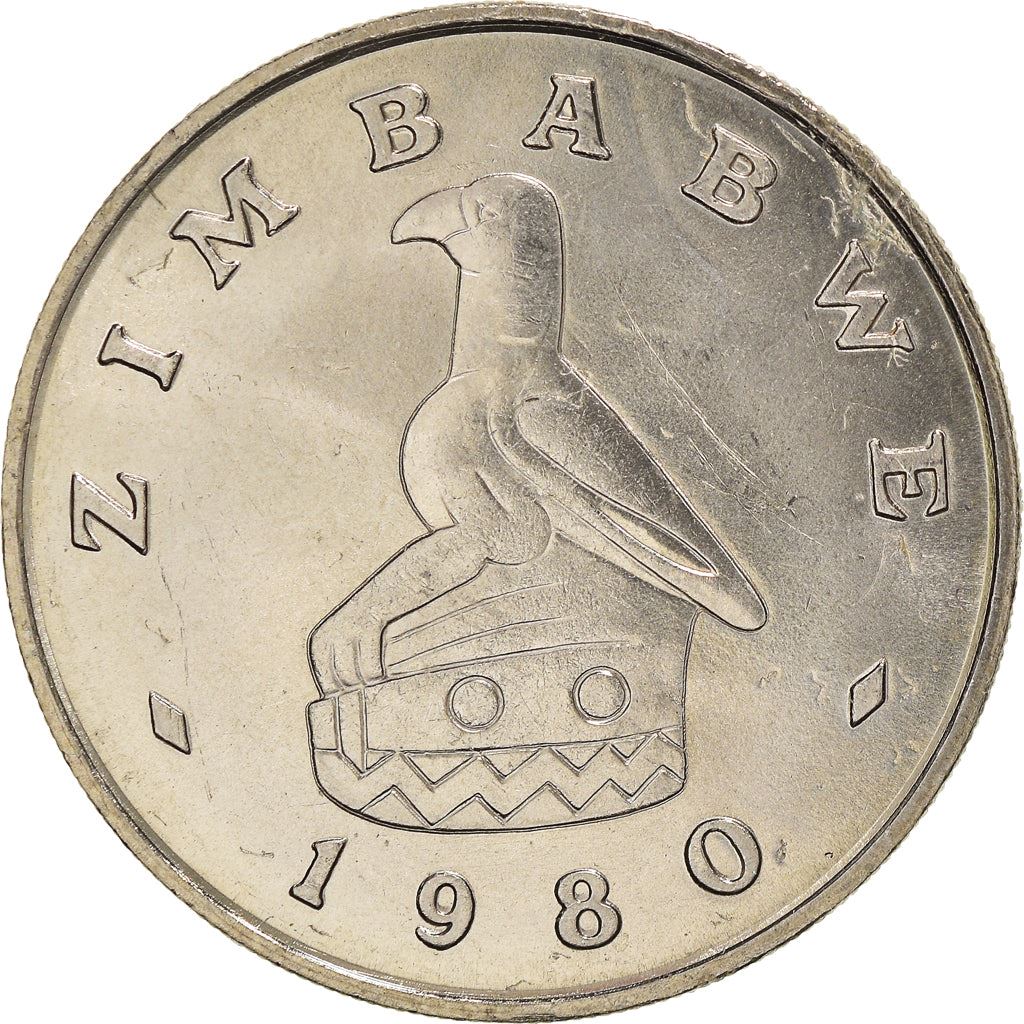 Zimbabwe | 1 Dollar Coin | Bateleur Eagle | Great Zimbabwe Monument | KM6 | 1980 - 1997