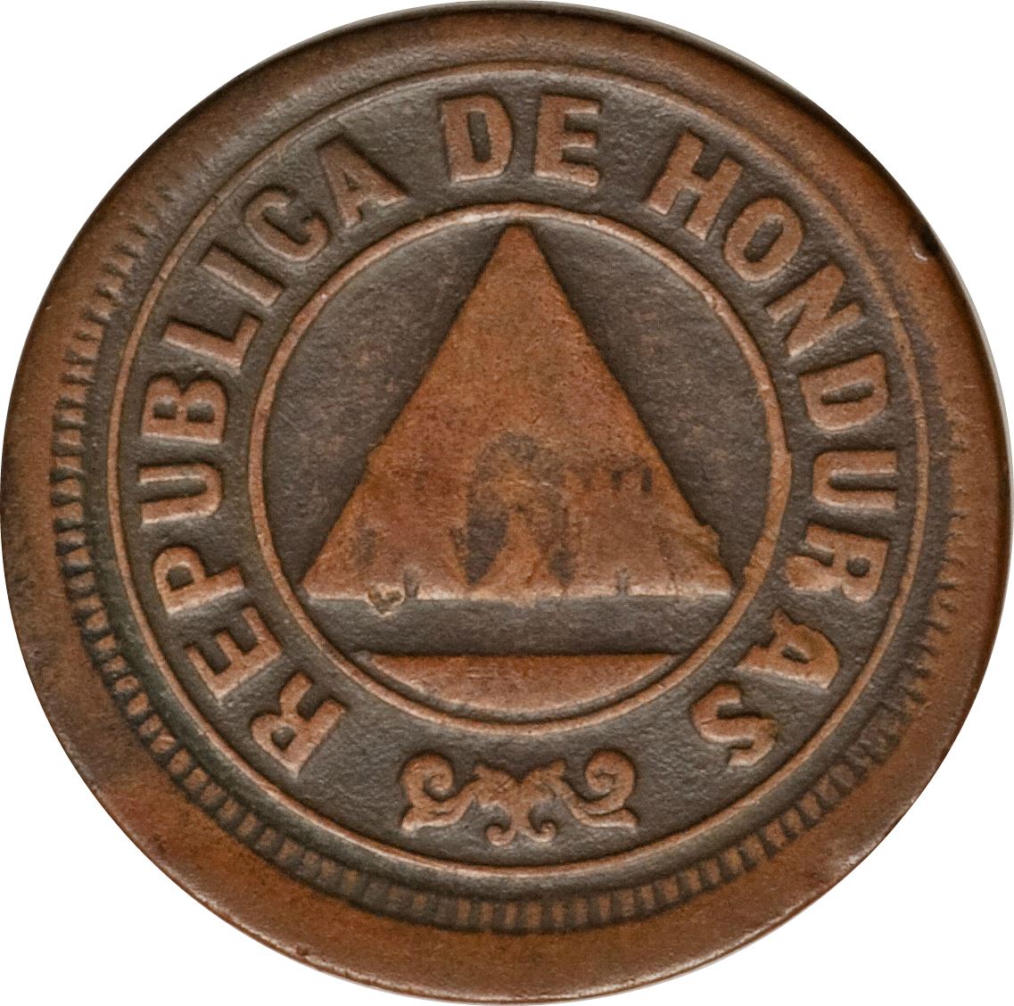 Honduras 2 Centavos Coin | Pyramid | Wreath | KM64 | 1907 - 1908