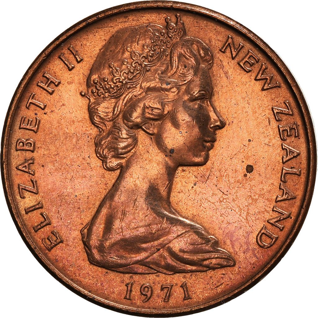 New Zealander 2 Cents Coin | Queen Elizabeth II | Kowhai Flowers | KM32 | 1967 - 1985