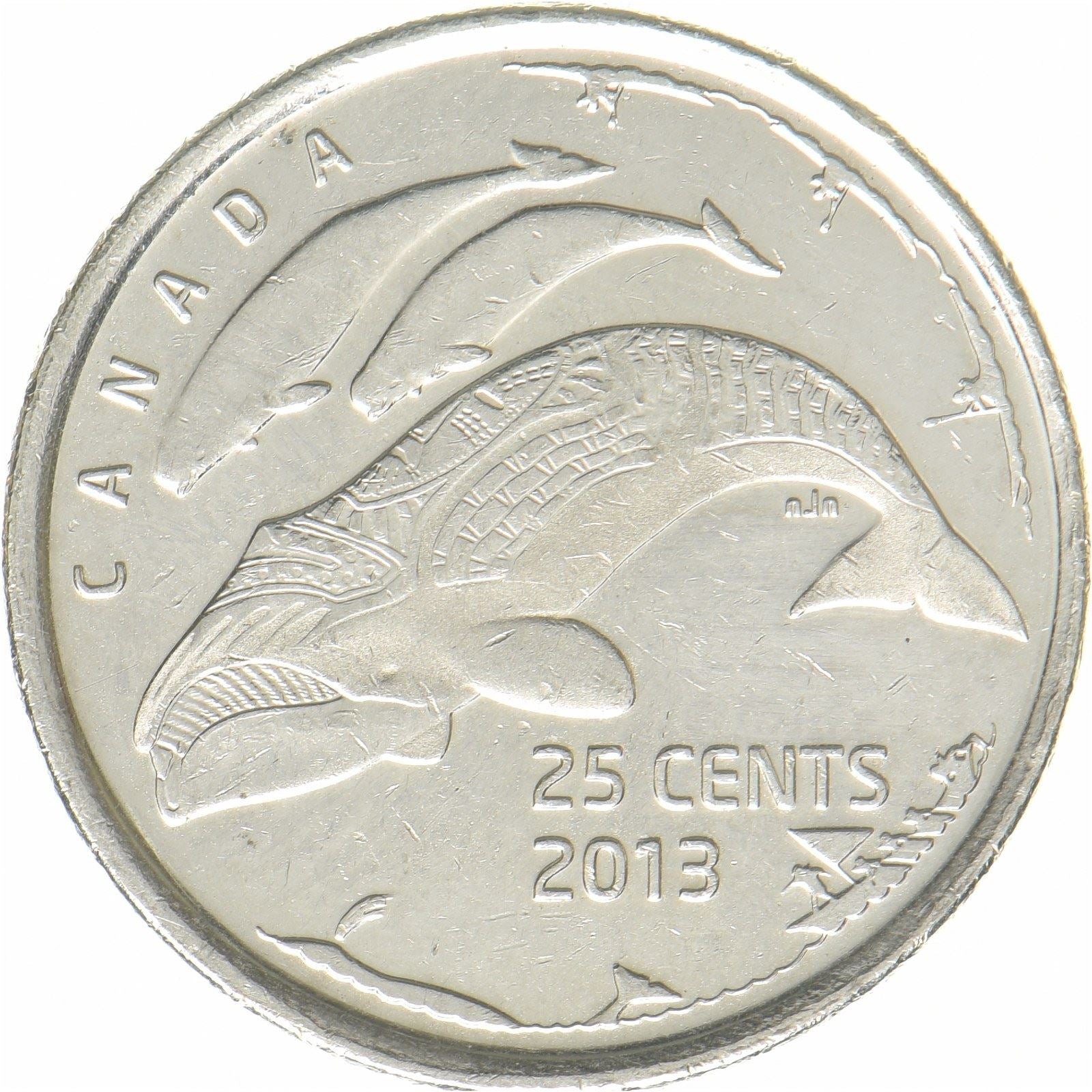 Canada | 25 Cents Coin | Beluga Whale | Nickel plated steel | KM:A1547 | 2013