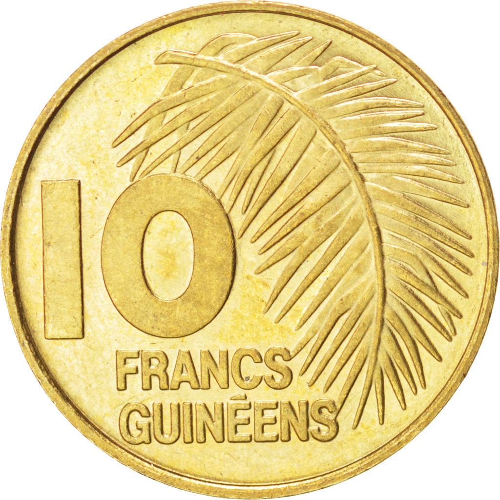 Guinea | 10 Francs Guineens Coin | Palm leaf | Km:52 | 1985