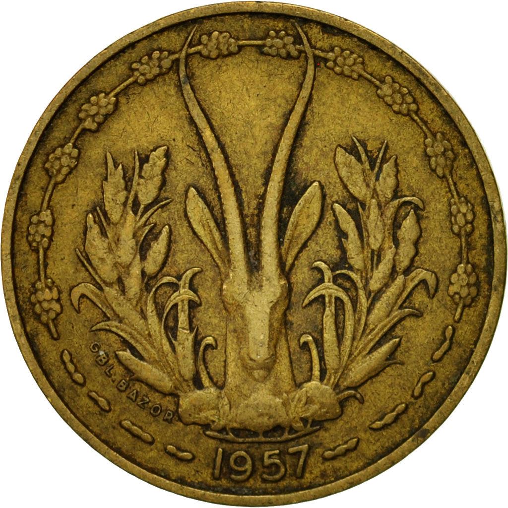 French West Africa | 10 Francs Togo Coin | Sawfish | Gazelle | Maize | Km:8 | 1957
