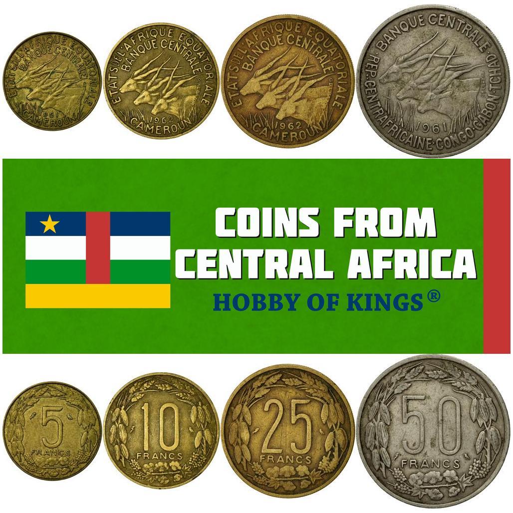Central African States | 4 Coin Set | 5 10 25 50 Francs CFA | 1961 - 1963
