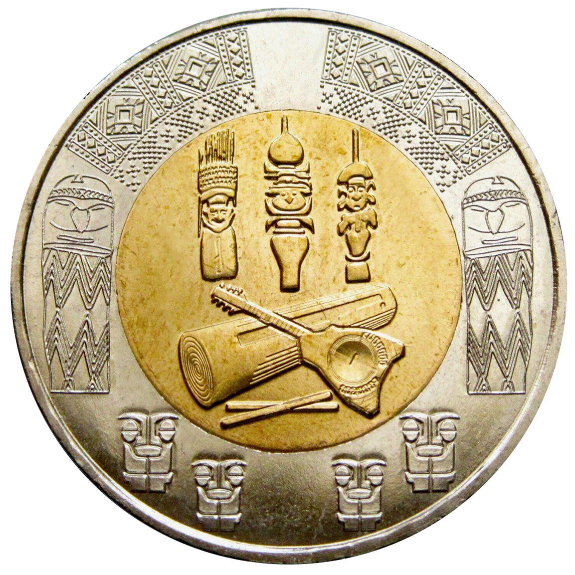 French Pacific Territories | 200 Francs Cfp Coin | Waves | Drum | Ukulele | 2021 - 2022
