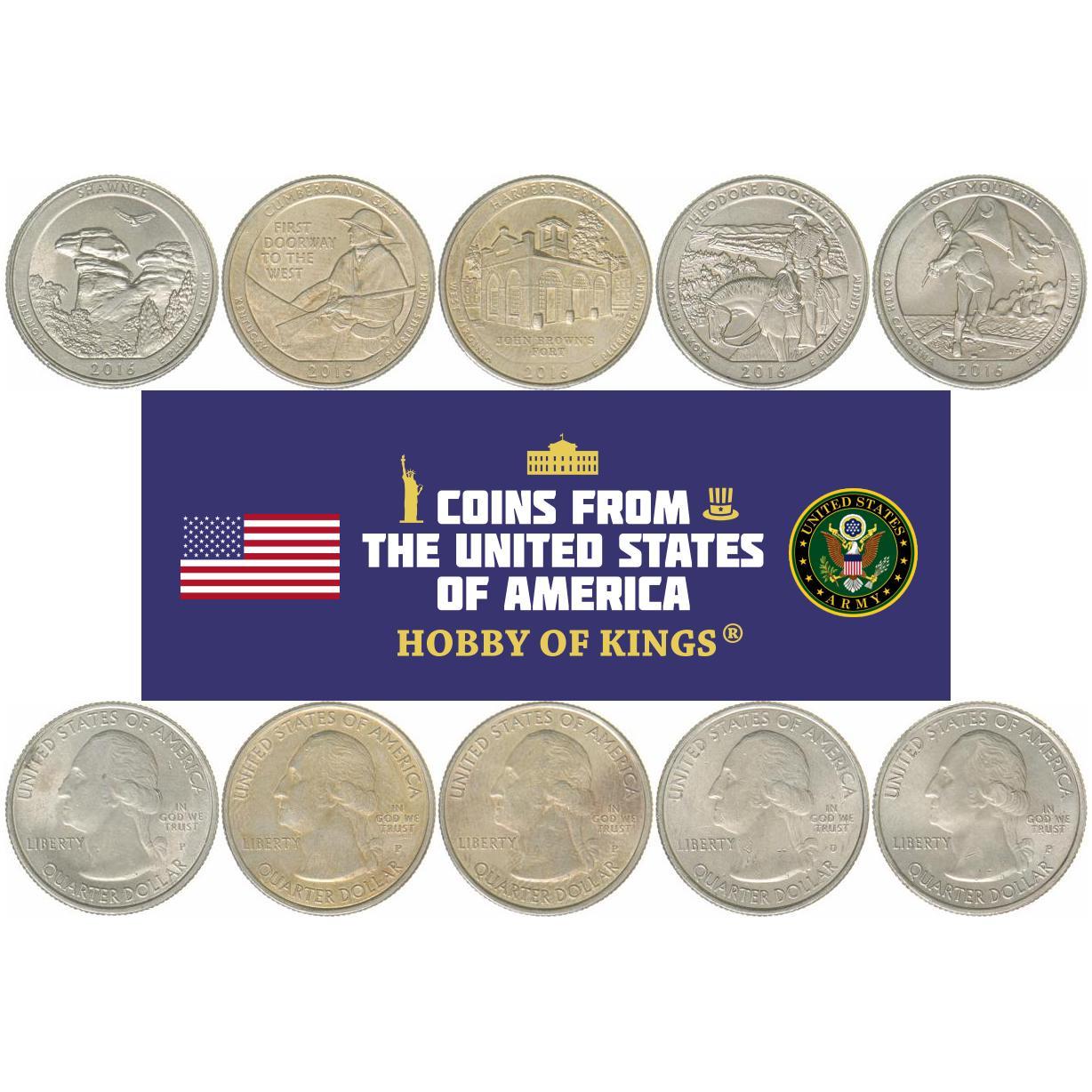 United States | 5 Coin Set | 1/4 Dollar | 2016