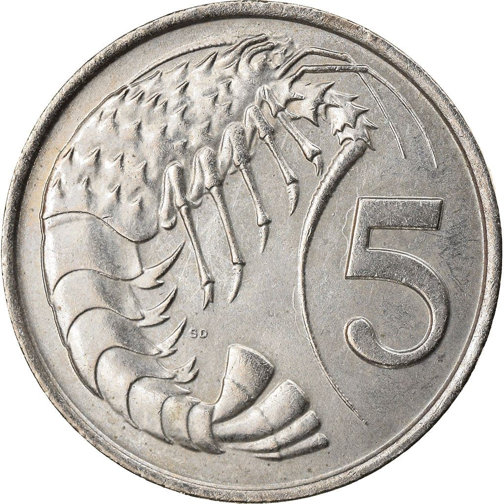 Cayman Islands | 5 Cents Coin | Crayfish | Elizabeth II | Km:88 | 1987 - 1990