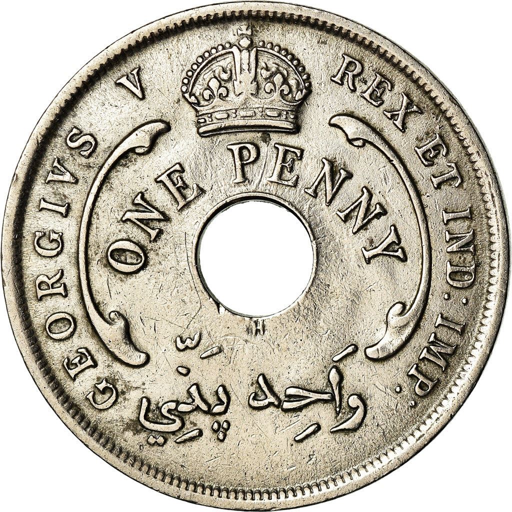 British West Africa | 1 Penny Coin | Crown | Hexagram | Km:9 | 1912 - 1936