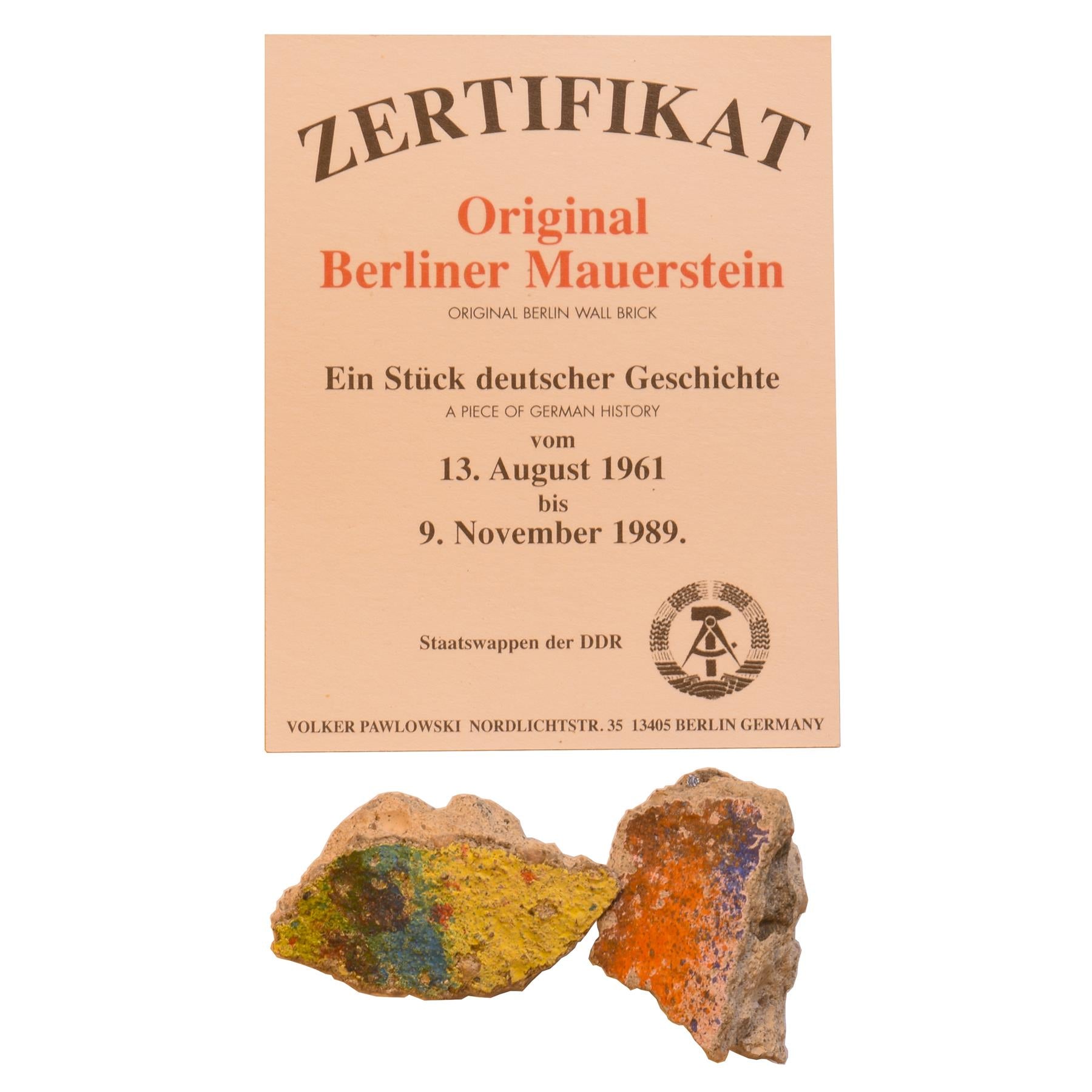 Pieces of Berlin Wall | Historical German Symbol | Concrete Fragments with Graffiti Art | 1961 - 1989