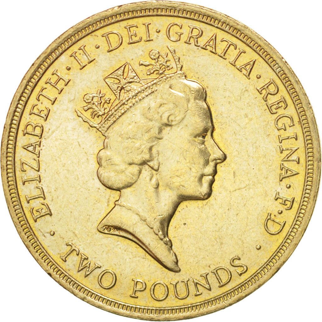United Kingdom 2 Pounds Coin | Britain | Queen Elizabeth II 3rd portrait | Bill of Rights | 1989