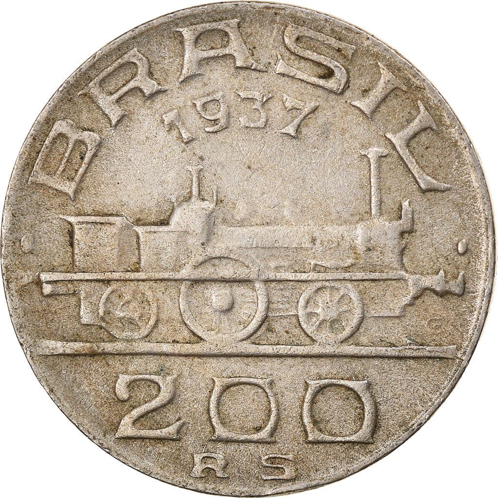Brazil | 200 Reis Coin | Steam engine | Km:537 | 1936 - 1938