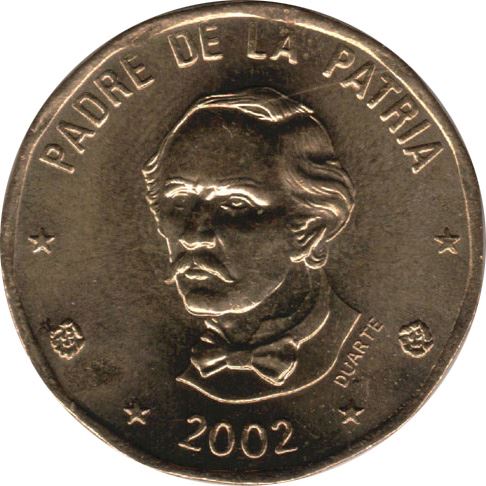 Dominican Republic | 1 Peso Coin | Juan Pablo Duarte y Diez | KM80 | 1991 - 2008