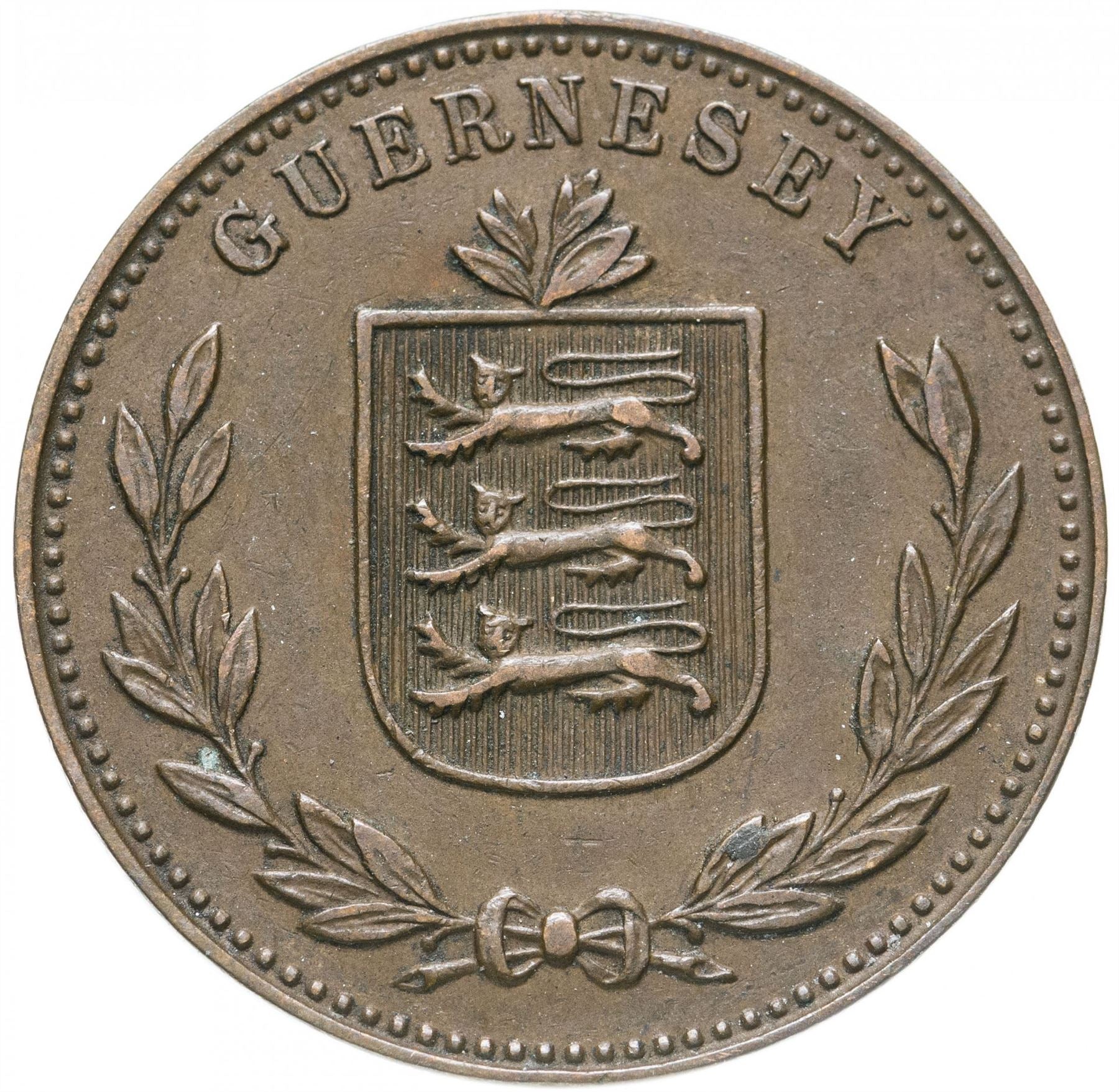 Guernsey 8 Doubles Mynt | Våpenskjold | KM14 | 1914 - 1949