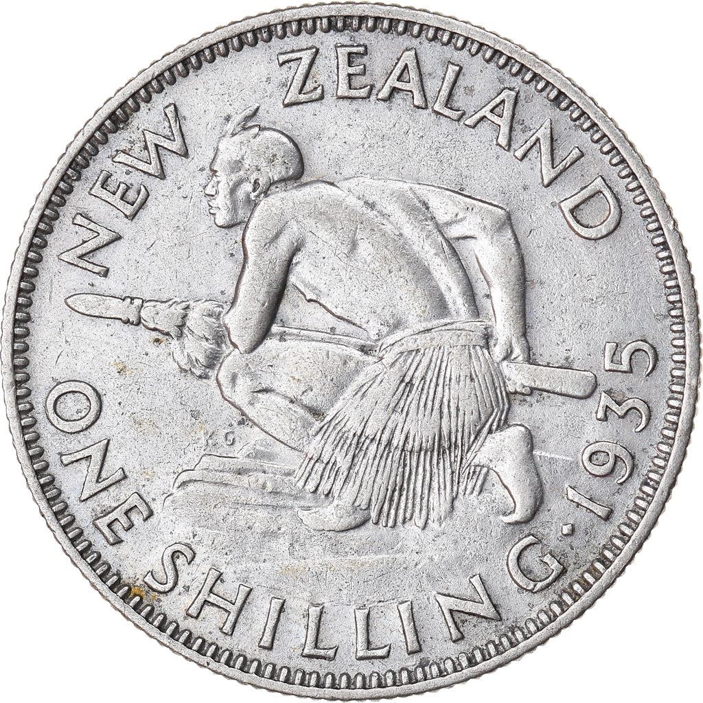 New Zealand | 1 Shilling Coin | George V | Maori Warrior | Km:3 | 1933 - 1935