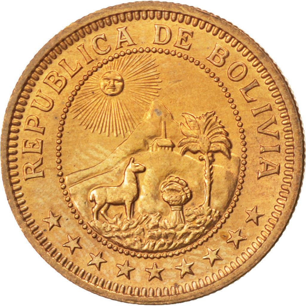 Bolivia | 1 Boliviano Coin | Bronze | Coat of Arms | KM:184 | 1951