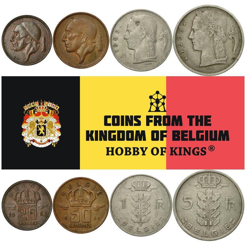 Belgium | 4 Coin Set | 20 50 Centimes 1 Franc 5 Francs | 1948 - 1963