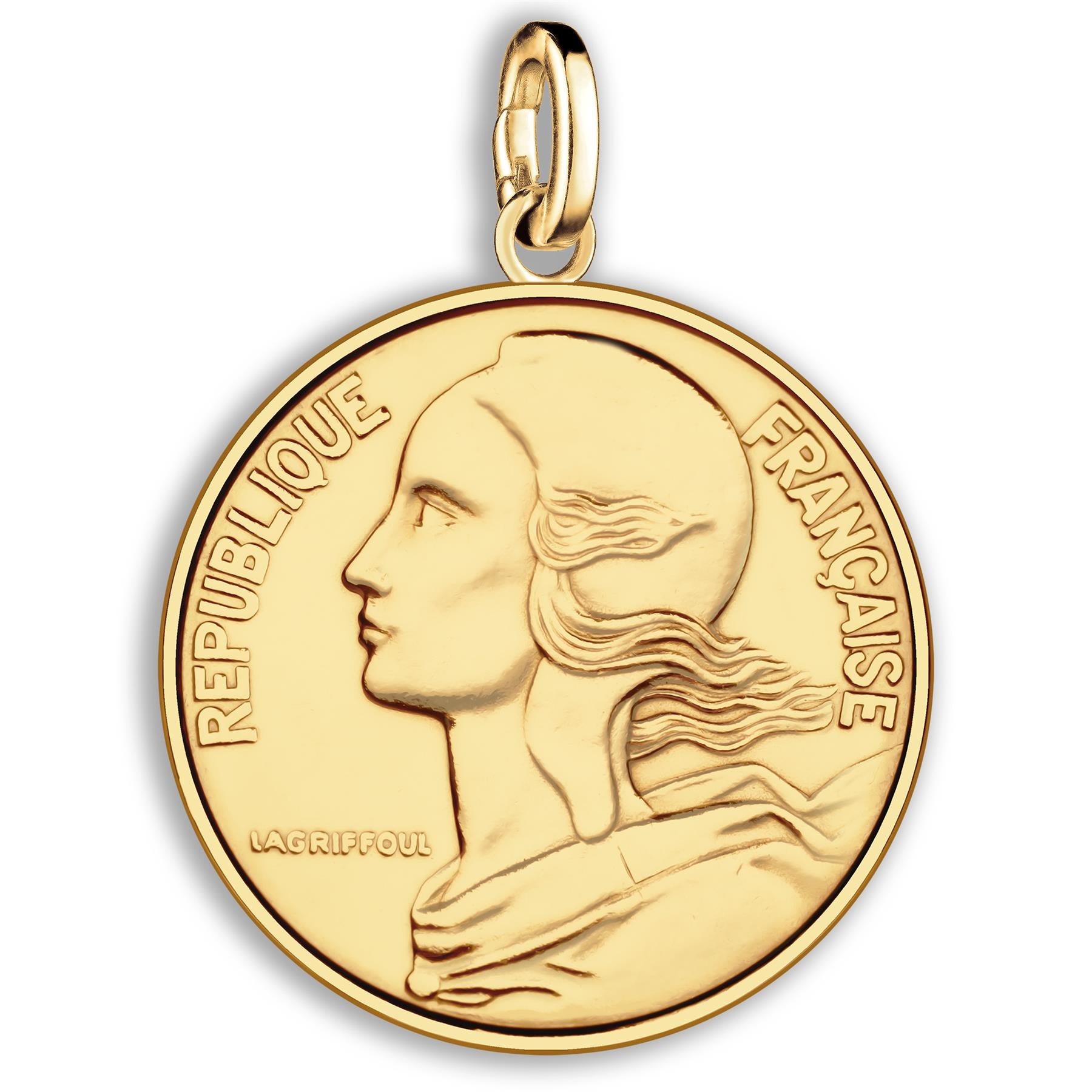 French 20 Centimes Coin Charm | 925 Sterling Silver 18K Gold Plated | 1962 - 2001