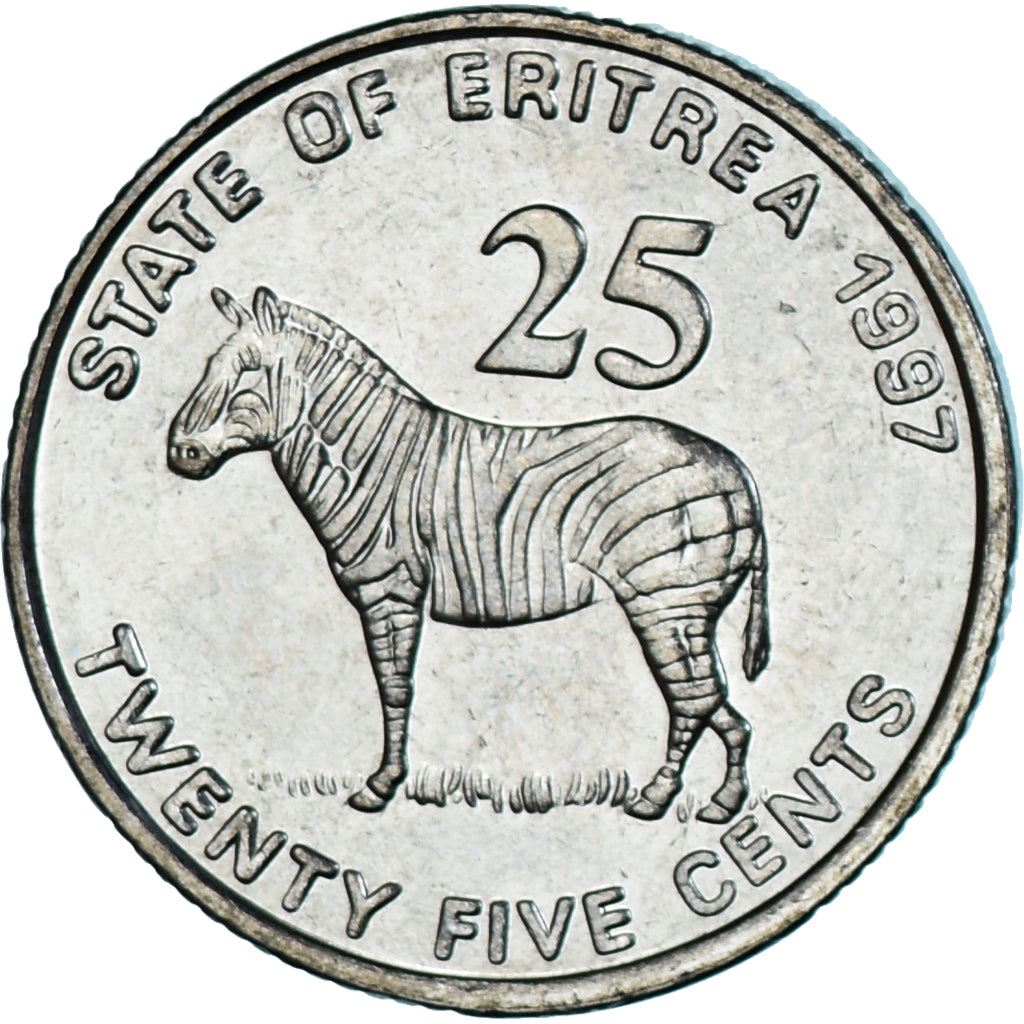 Eritrea | 25 cent munt | Zebra | Soldaten | Vlag | Km:46 | 1997