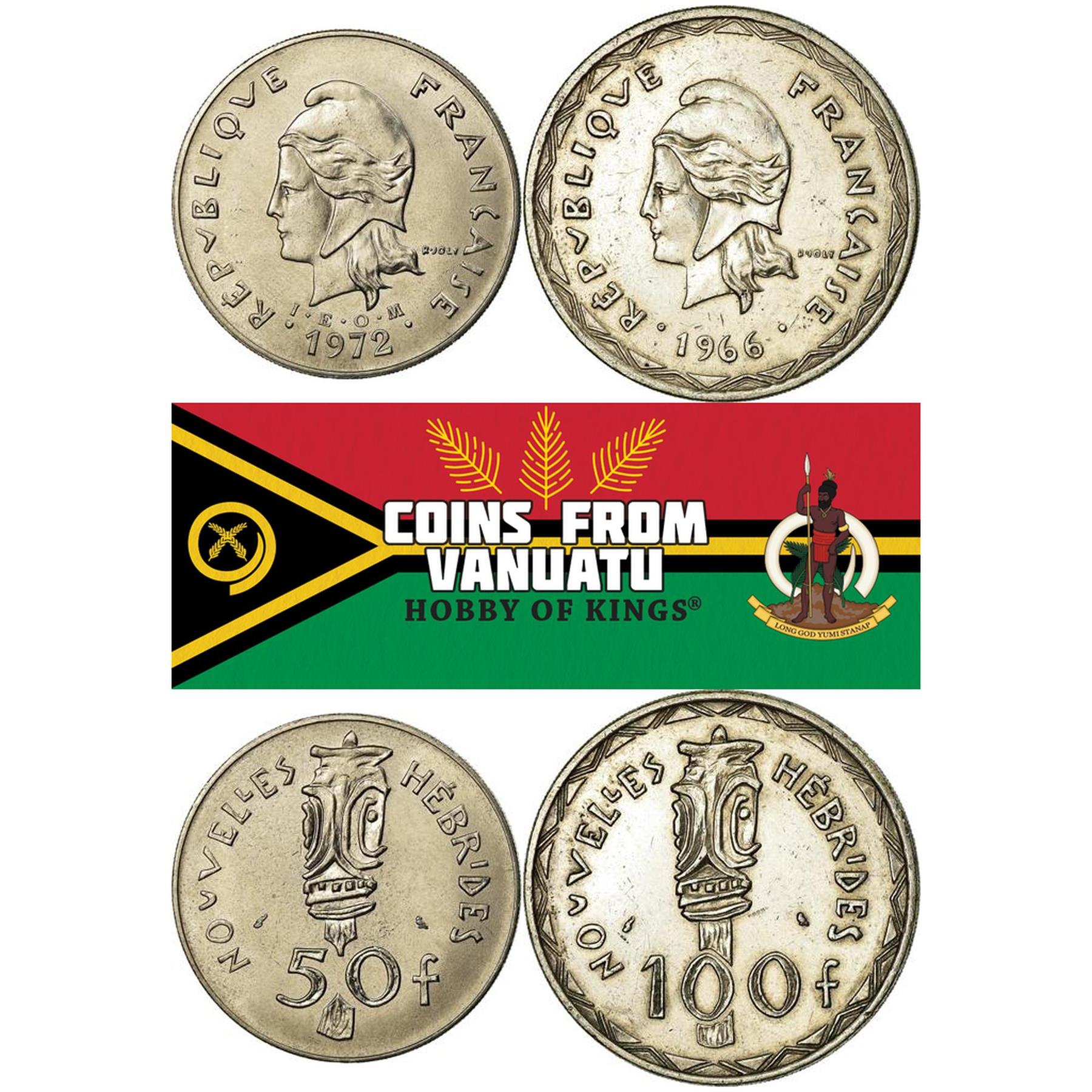 New Hebrides | 2 Coin Set | 50 100 Francs | 1966 - 1972
