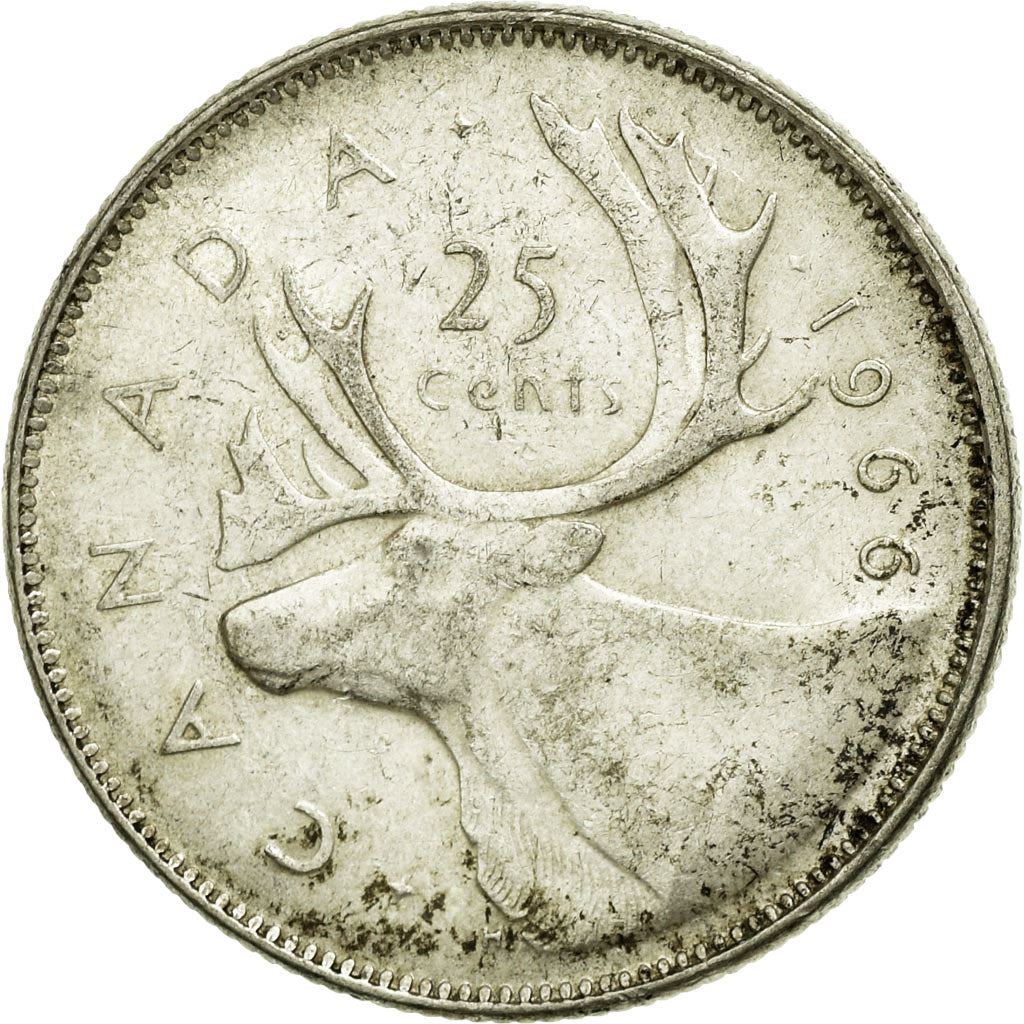 Canada | 25 Cents Coin | Silver | 2nd portrait | KM:62 | 1965-1966