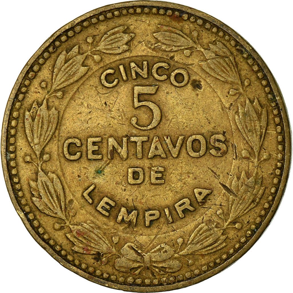 Honduras | 5 Centavos Coin | Brass | Wreath | Coat of Arms | Km:72.2A | 1975 - 1989