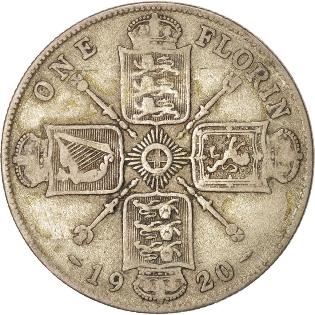 United Kingdom | 1 Florin Coin | George V | Km:817A | F-VF | 1920 - 1926