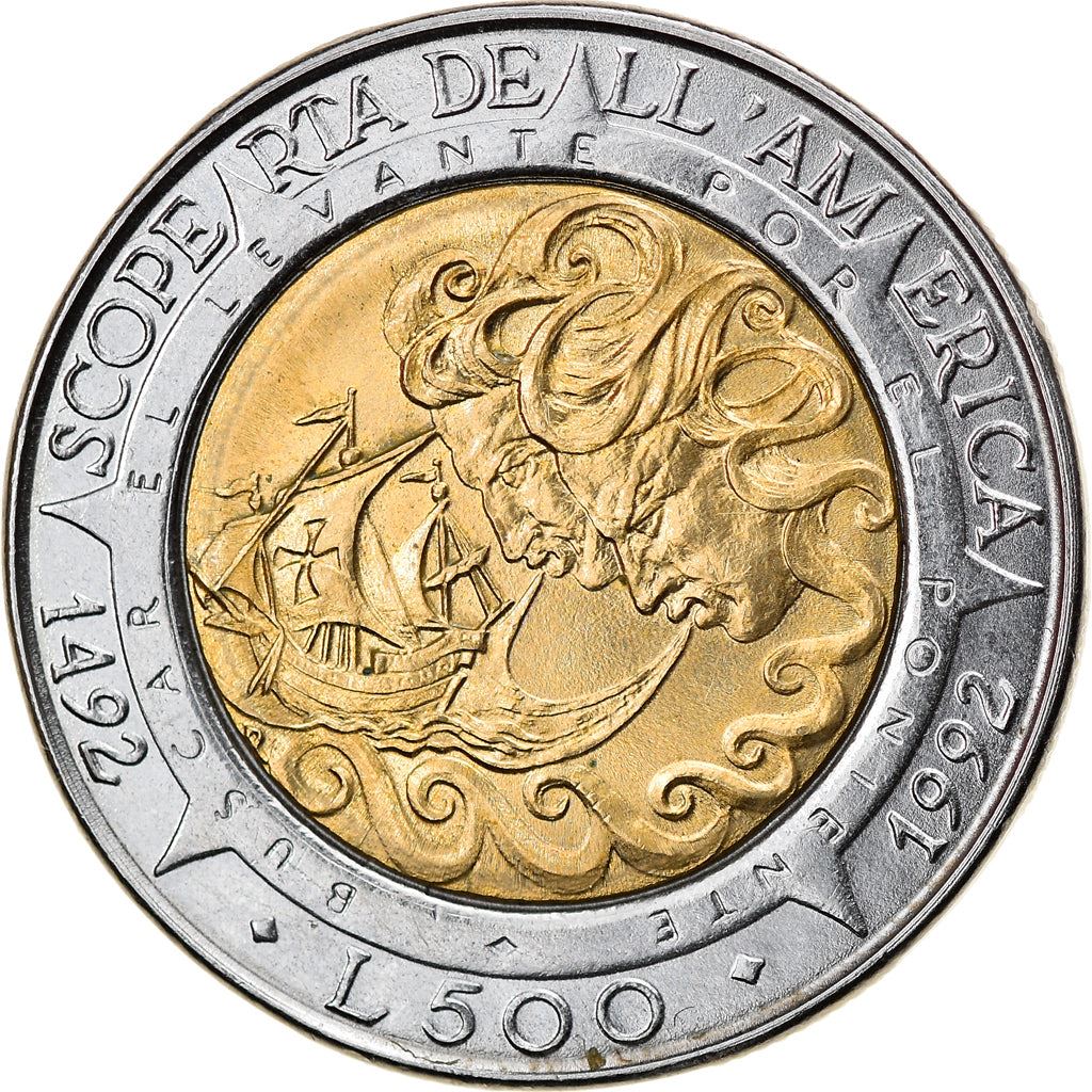 San Marino | 500 Lire Coin | Columbus | Km:286 | 1992