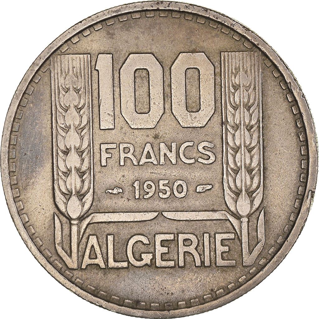 Algeria 100 Francs Coin | Marianne | Phrygian Cap | KM93 | 1950 - 1952