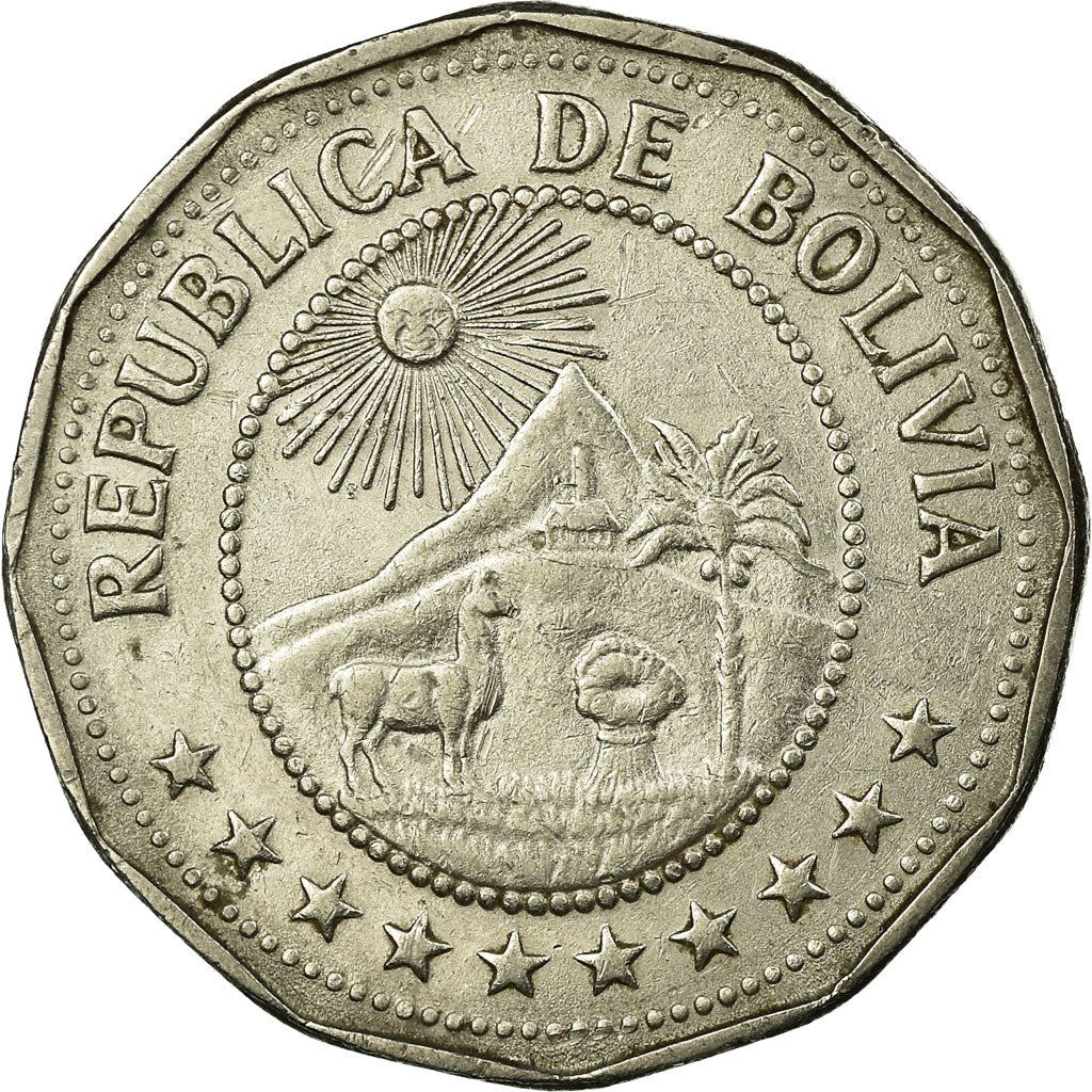 Bolivia | 25 Centavos | Nickel clad steel | Coat of Arms | KM:193 | 1971-1972
