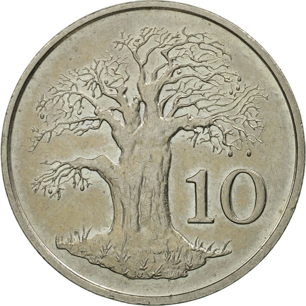Zimbabwe | 10 Cents Coin | Baobab tree | Km:3 | 1980 - 1999