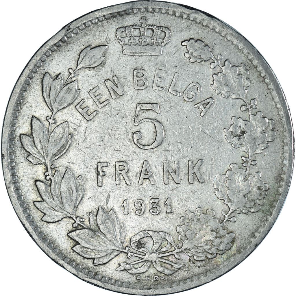 Belgian 1 Belga / 5 Francs Coin | Albert I Belgie | Star | Olive | KM98 | 1930 - 1933
