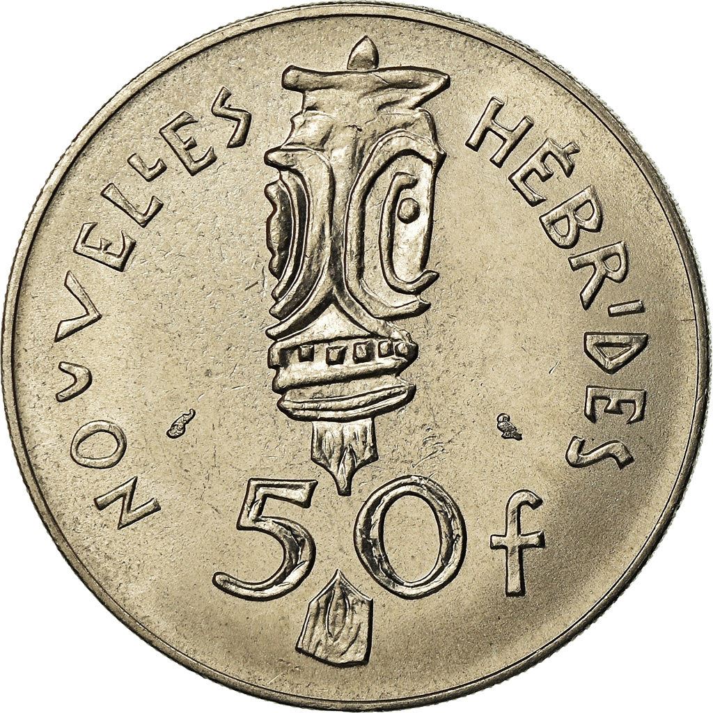 New Hebrides | 50 Francs Coin | Marianne | Bisj Totem Pole | Km:7 | 1972
