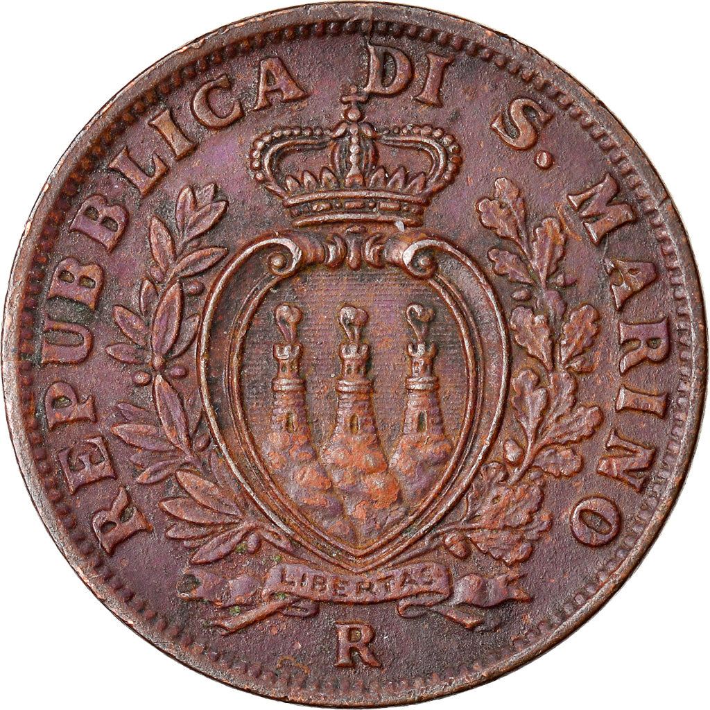 San Marino | 5 Centesimi Coin | Bronze | Castle or fortification | KM:12 | 1935-1938