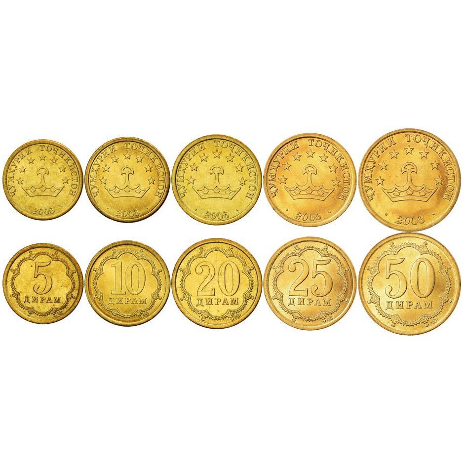 Tajikistan | 5 Coin Set | 5 10 20 25 50 Diram | 2006
