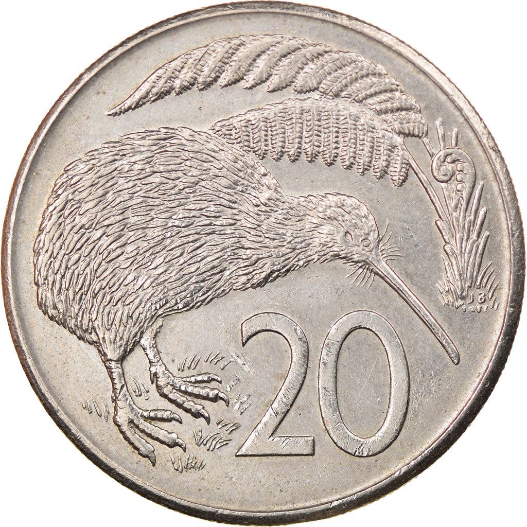 New Zealander 20 Cents Coin | Queen Elizabeth II | Kiwi Bird | KM36 | 1967 - 1985