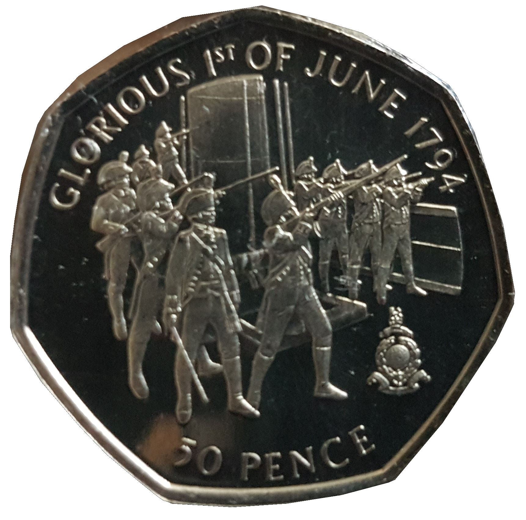 Gibraltar | 50 Pence Coin | Queen Elizabeth II | Royal Marines | Soldier | KM1084 | 2004