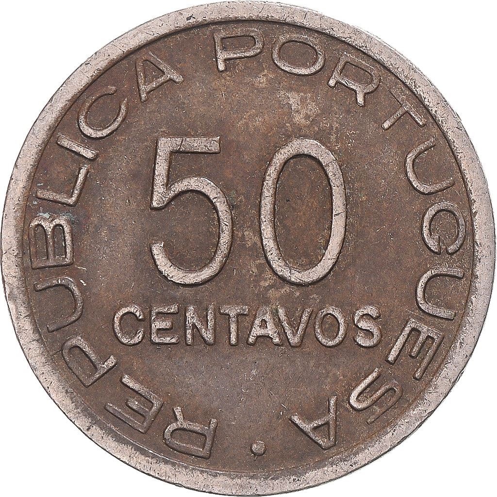 Mozambique | 50 Centavos Coin | Globe | Shield | Km:65 | 1936