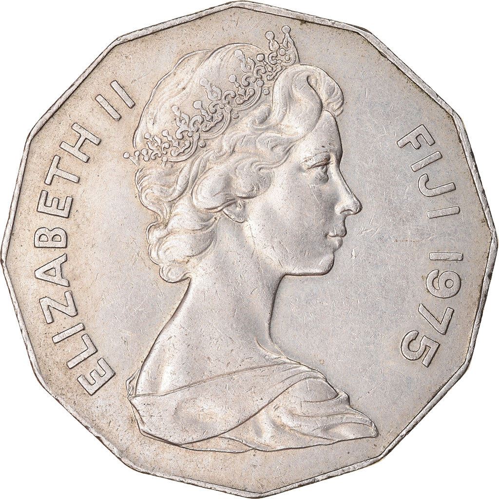 Fiji | 50 Cents Coin | Elizabeth II | Polynesian Boat | KM36 | 1975 - 1984