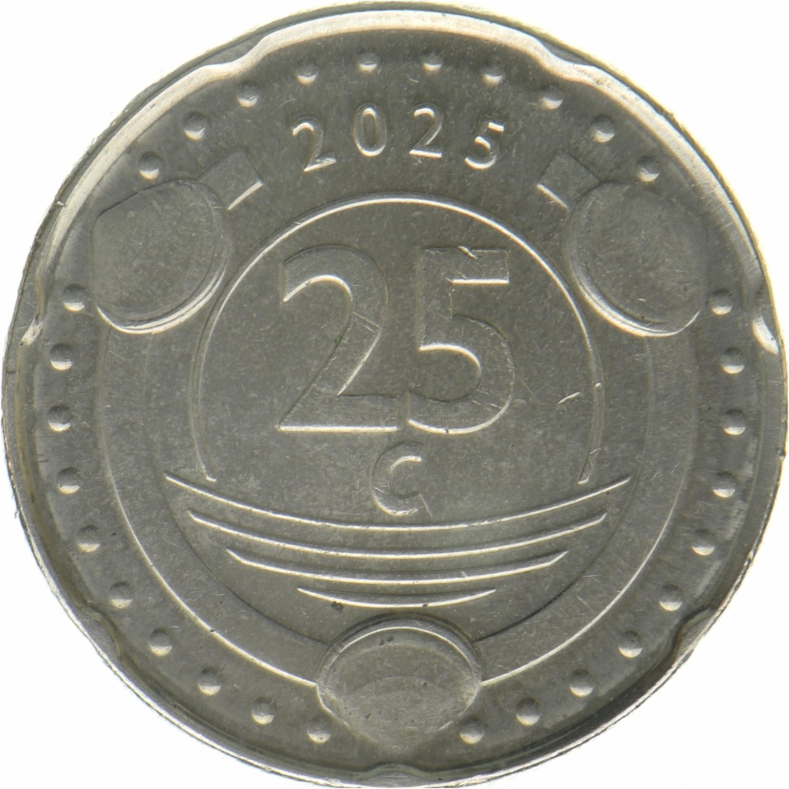 オランダ › オランダ領カリブ › キュラソー | 25セント硬貨 | オレンジブロッサム | 2025年